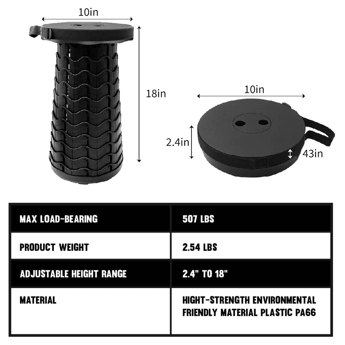 เก้าอี้อเนกประสงค์ เก้าอี้พกพา พับเก็บได้ Outdoor Folding Stool (BK)