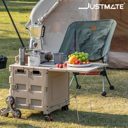 รถเข็นกล่องอเนกประสงค์ กางเป็นโต๊ะ 2 in 1 Camping Travel Box & Table 50 L