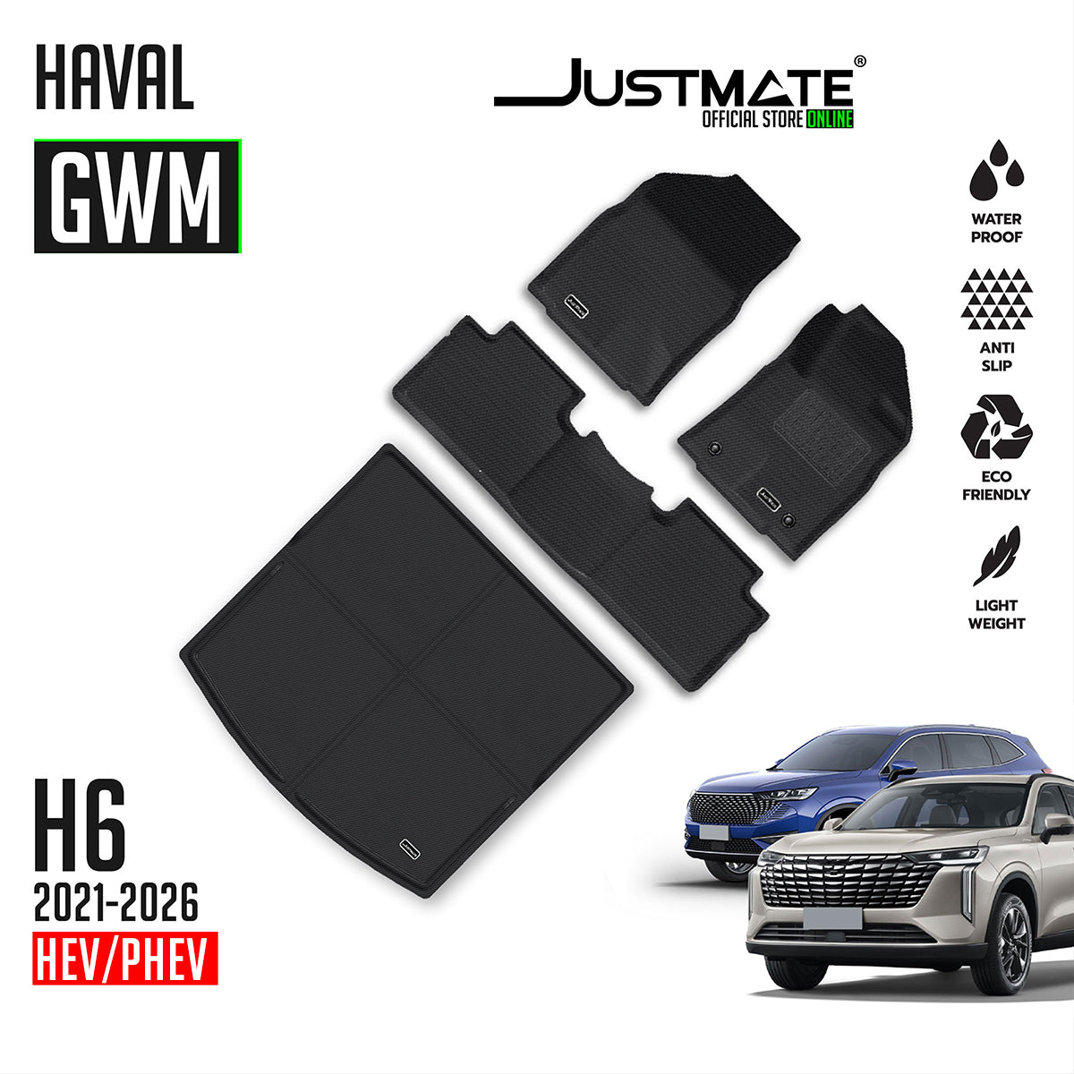 พรมปูพื้นรถยนต์ GWM - HAVAL H6 HEV / PHEV [ YEARS 2021 - 2026 ] FULLSET