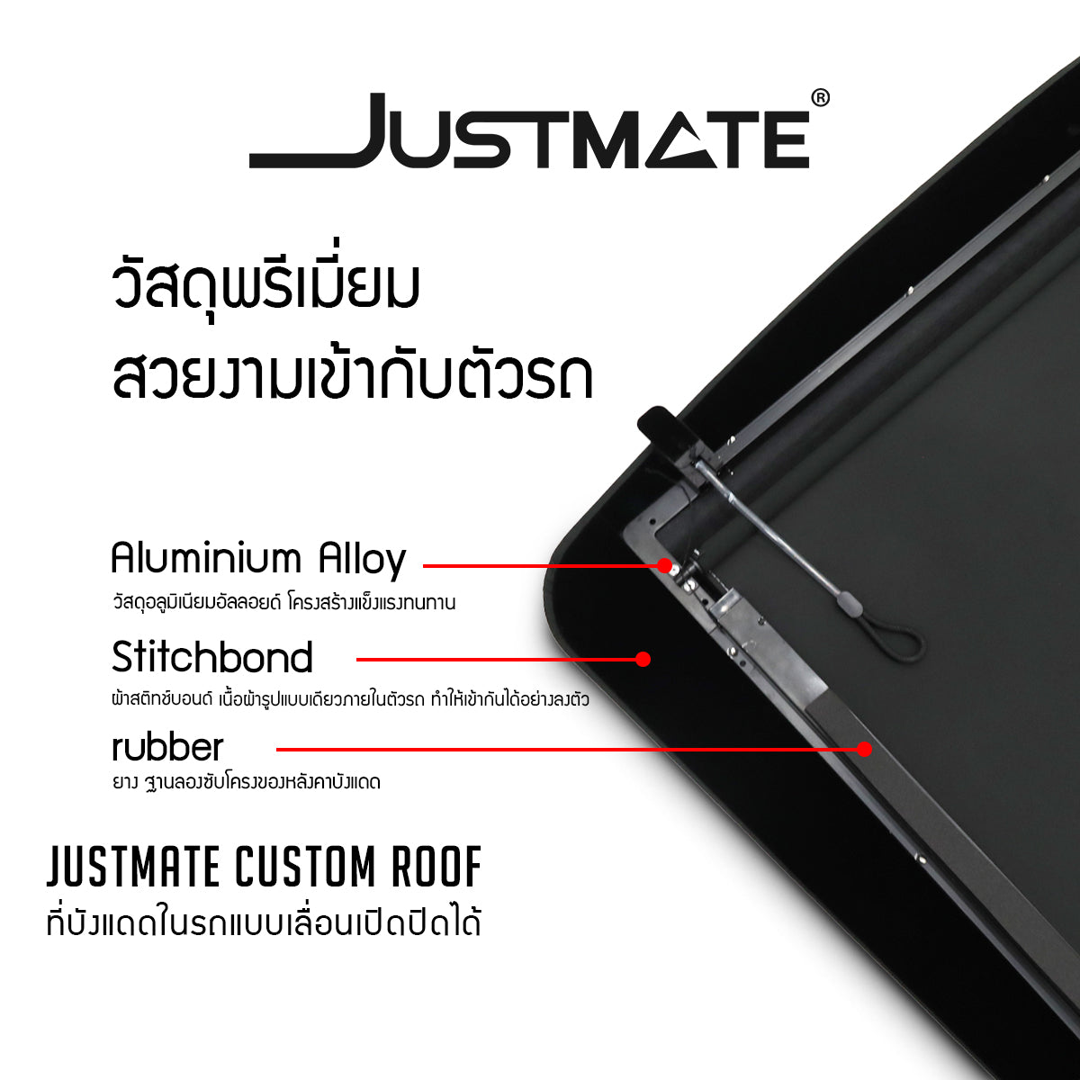 [JUSTMATE] ที่บังแดดในรถแบบเลื่อนเปิดปิดได้ CUSTOM ROOF FOR TESLA MODEL 3