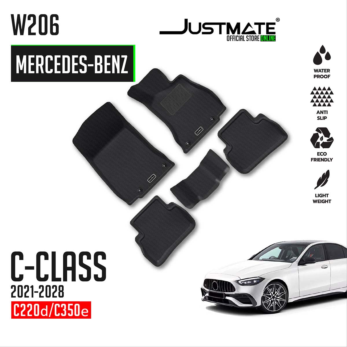 พรมปูพื้นรถยนต์ MERCEDES-BENZ C-CLASS W206 [ YEARS. 2021 - 2028 ]