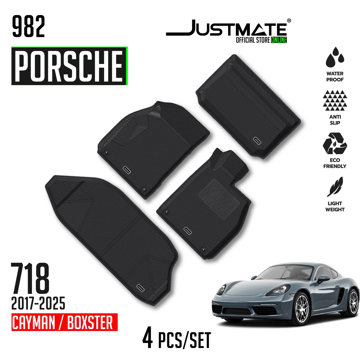 พรมปูพื้นรถยนต์  PORSCHE- 718 CAYMEN [ YEARS. 2017 - 2025 ] FULL SET