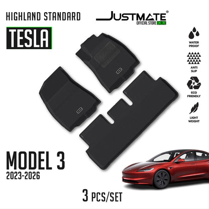 พรมปูพื้นรถยนต์ TESLA MODEL 3 HIGHLAND  STANDARD [ YEARS.  2024 - 2026 ]