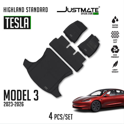 พรมปูพื้นรถยนต์ TESLA MODEL 3 HIGHLAND  STANDARD [ YEARS.  2024 - 2026 ] FULLSET