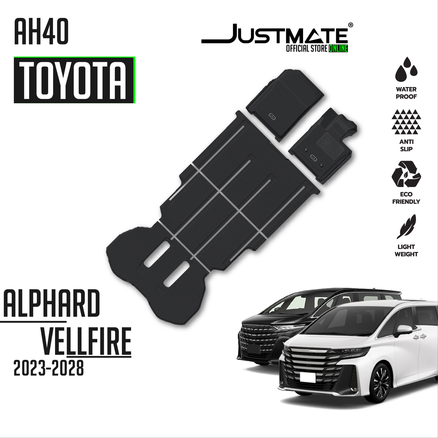 พรมปูพื้นรถยนต์ Justmate TOYOTA ALPHARD/VELLFIRE AH40 01