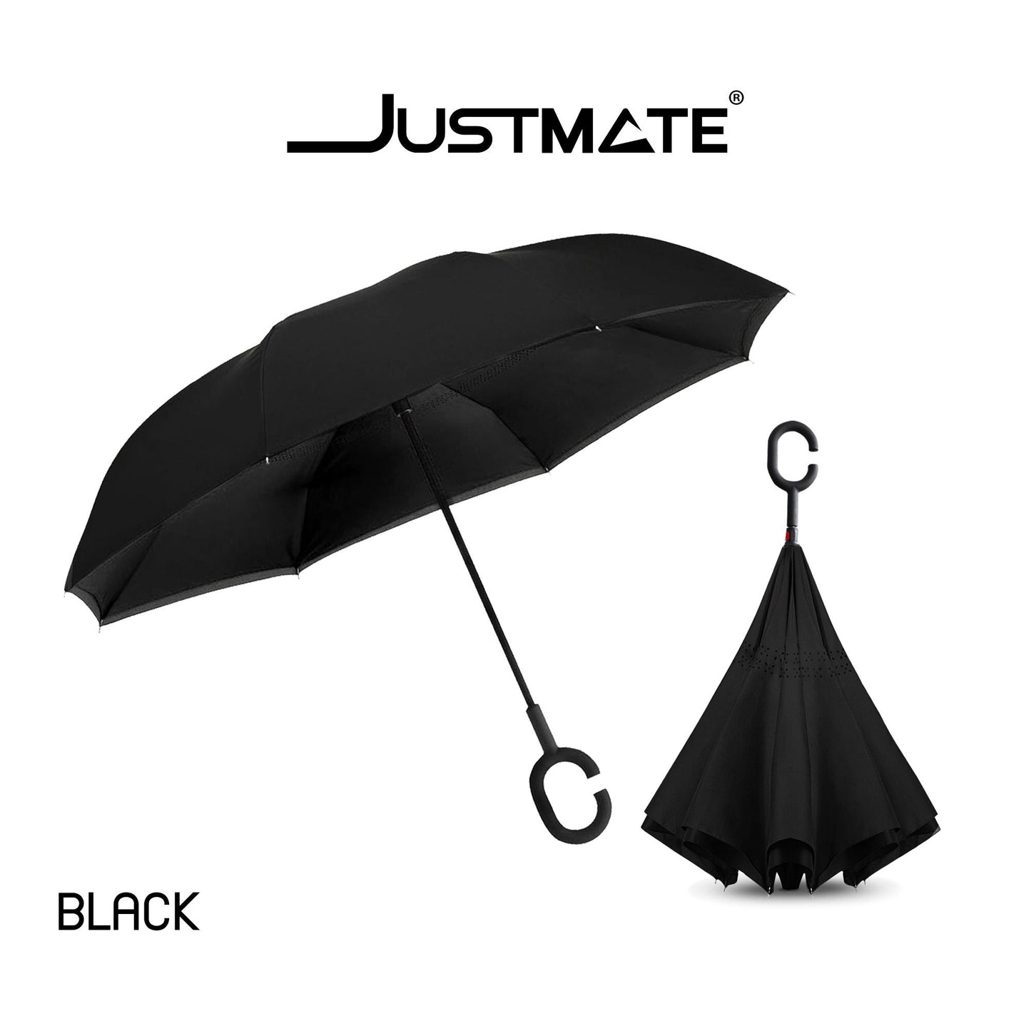 REV-UMBRELLA ร่ม 2 ชั้น กันฝนและกันรังสี UV แบบมือจับตัว C คล้องแขนได้