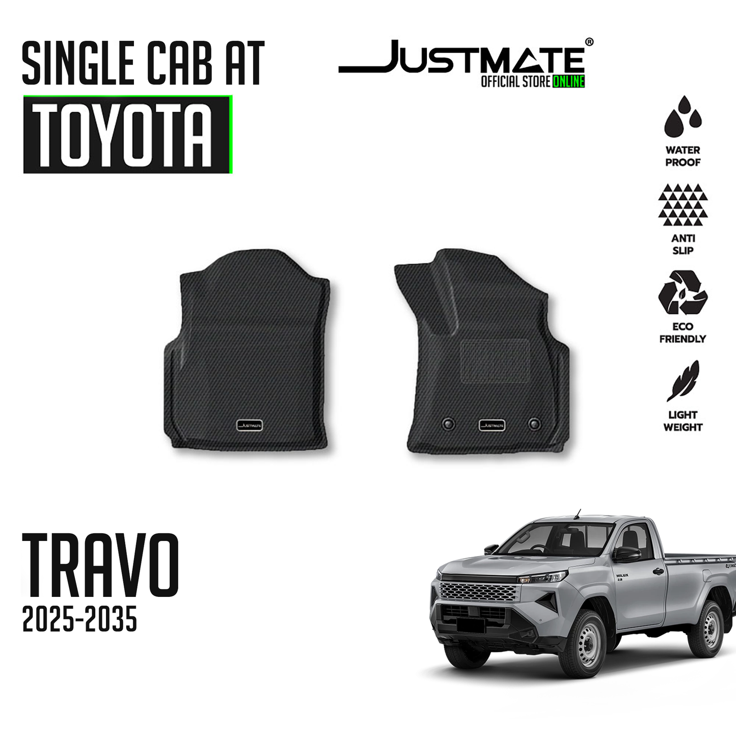 พรมปูพื้นรถยนต์ TOYOTA HILUX TRAVO SINGLE CAB AT [ YEARS. 2025 - 2035 ]