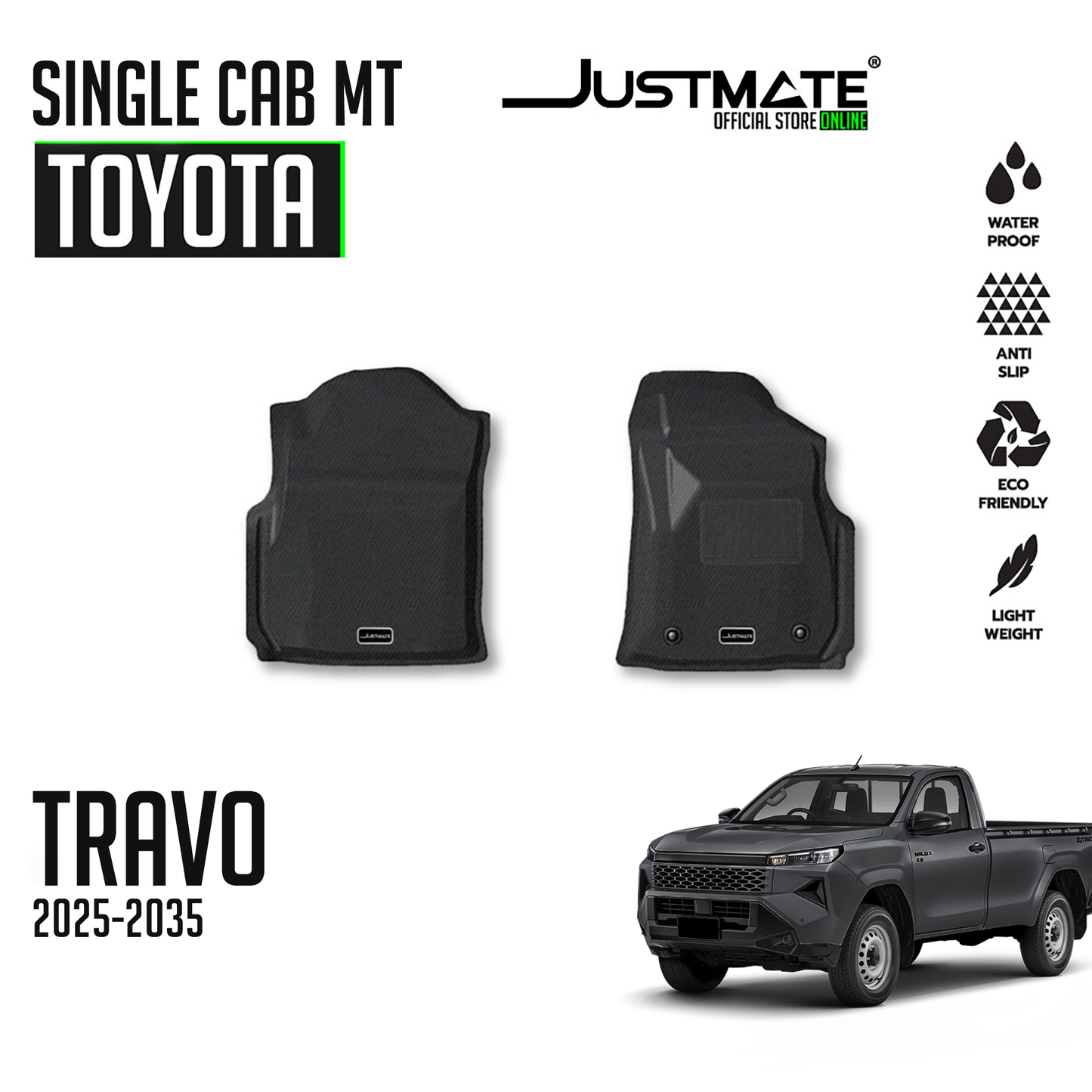 พรมปูพื้นรถยนต์ TOYOTA HILUX TRAVO SINGLE CAB MT [ YEARS. 2025 - 2035 ]