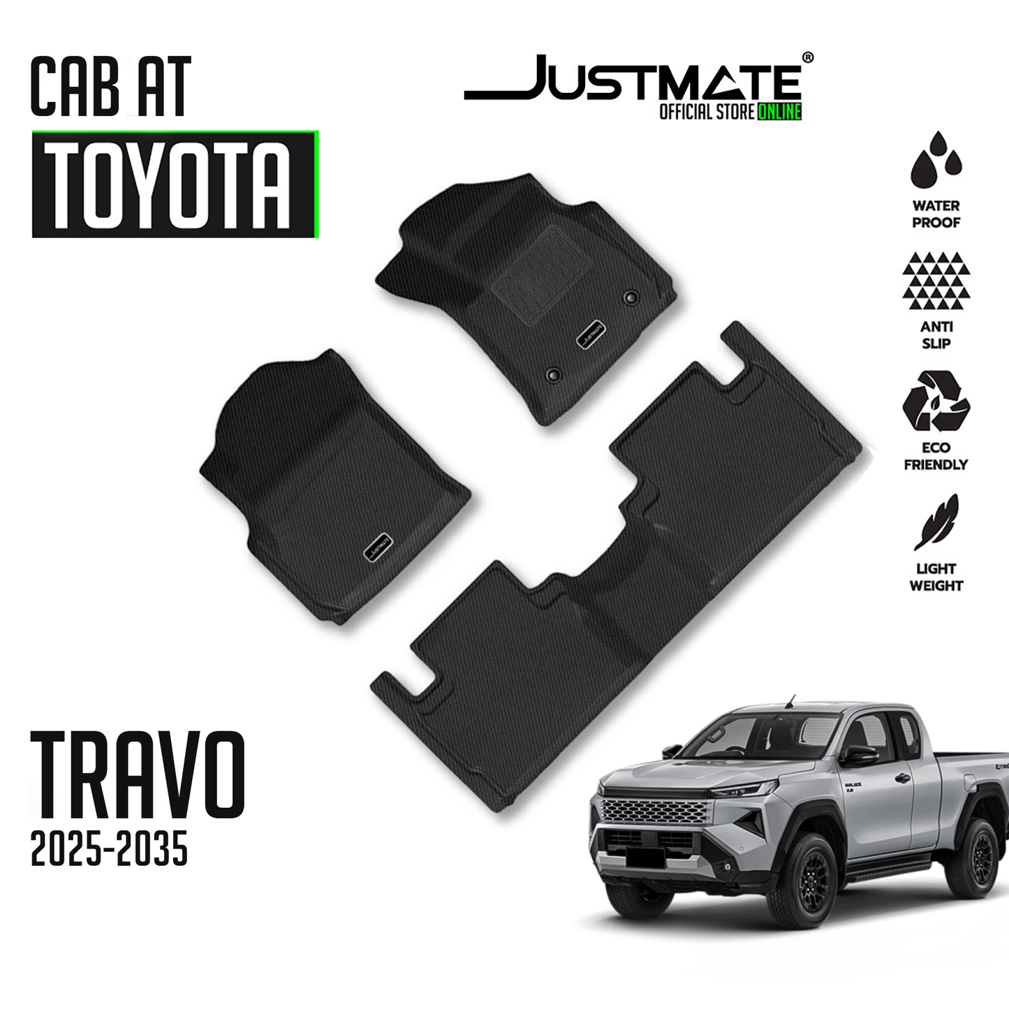 พรมปูพื้นรถยนต์ TOYOTA HILUX TRAVO CAB AT [ YEARS. 2025 - 2035 ]