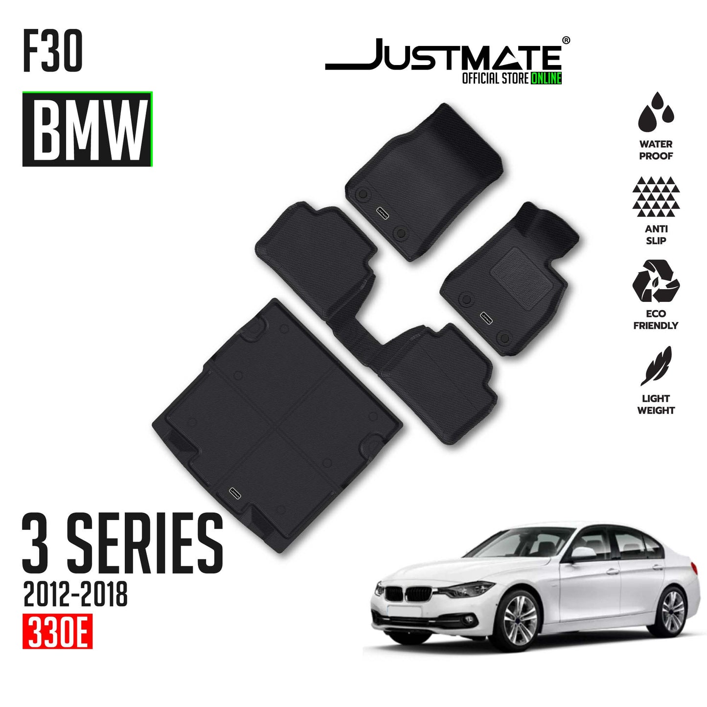 พรมปูพื้นรถยนต์ BMW 3 SERIES F30 [ YEARS. 2012 - 2018 ] FULLSET 330e