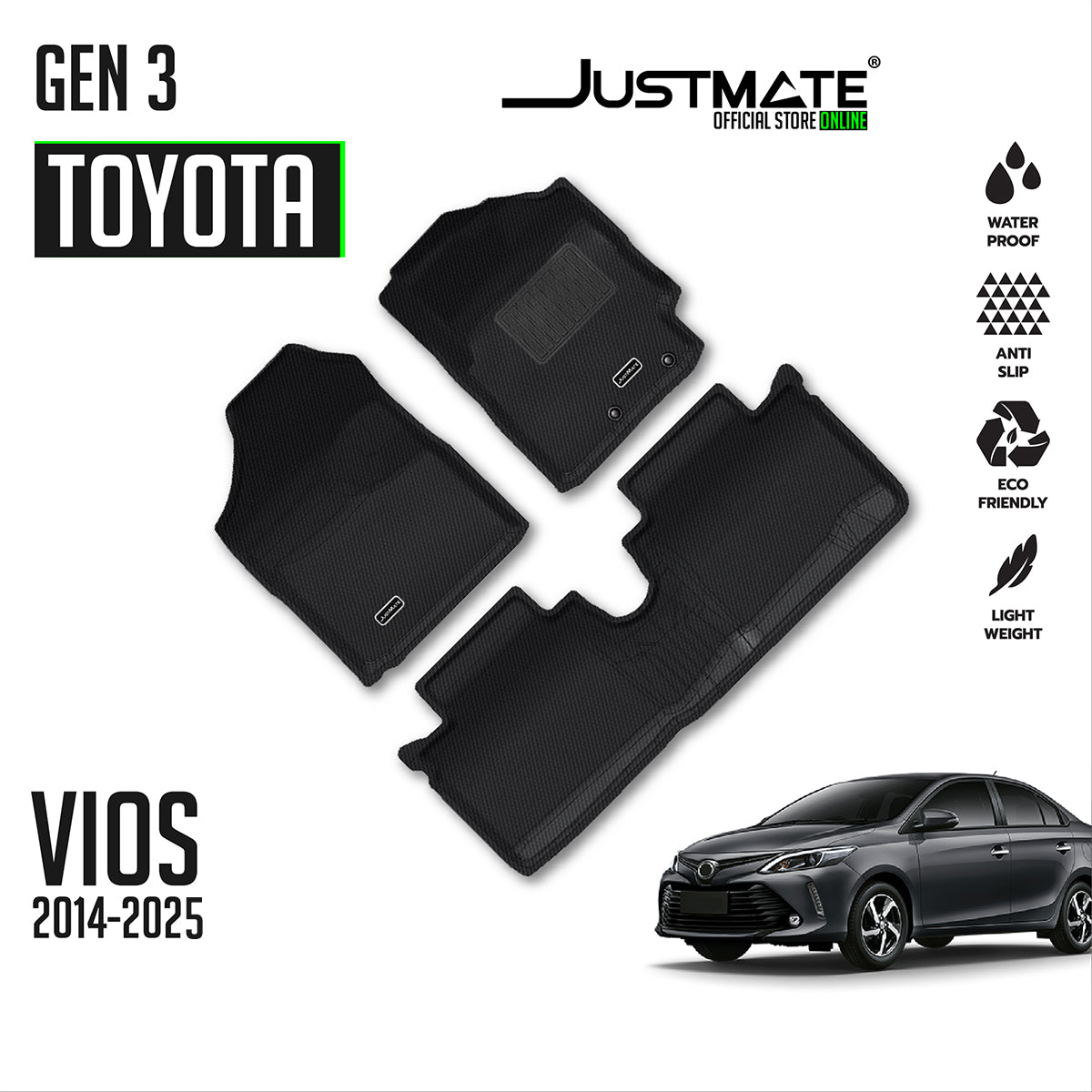 พรมปูพื้นรถยนต์ TOYOTA VIOS  [ YEARS. 2014 - 2025 ]