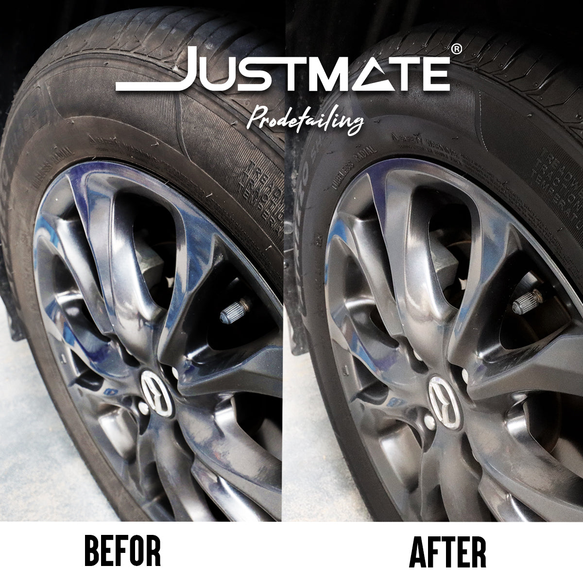 [JUSTMATE] สเปรย์เคลือบเงาพลาสติกดำ เครื่องหนัง และยางดำ SILICONE PROTECT & TIRECOAT