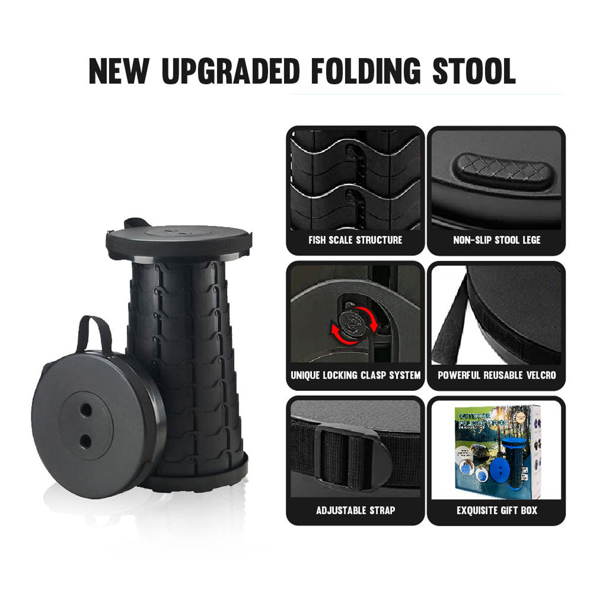 เก้าอี้อเนกประสงค์ เก้าอี้พกพา พับเก็บได้ Outdoor  Folding Stool (BK)
