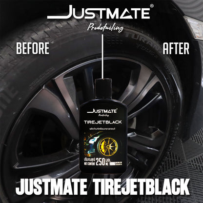 [JUSTMATE PRO DETAILING] ผลิตภัณฑ์เคลือบเงายางรถยนต์ ป้องกันการแห้งกรอบ ช่วยฟื้นฟูยาง TIRE JETBLACK