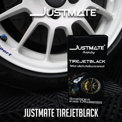 [JUSTMATE] ผลิตภัณฑ์เคลือบเงายางรถยนต์ ป้องกันการแห้งกรอบ ช่วยฟื้นฟูยาง TIRE JETBLACK